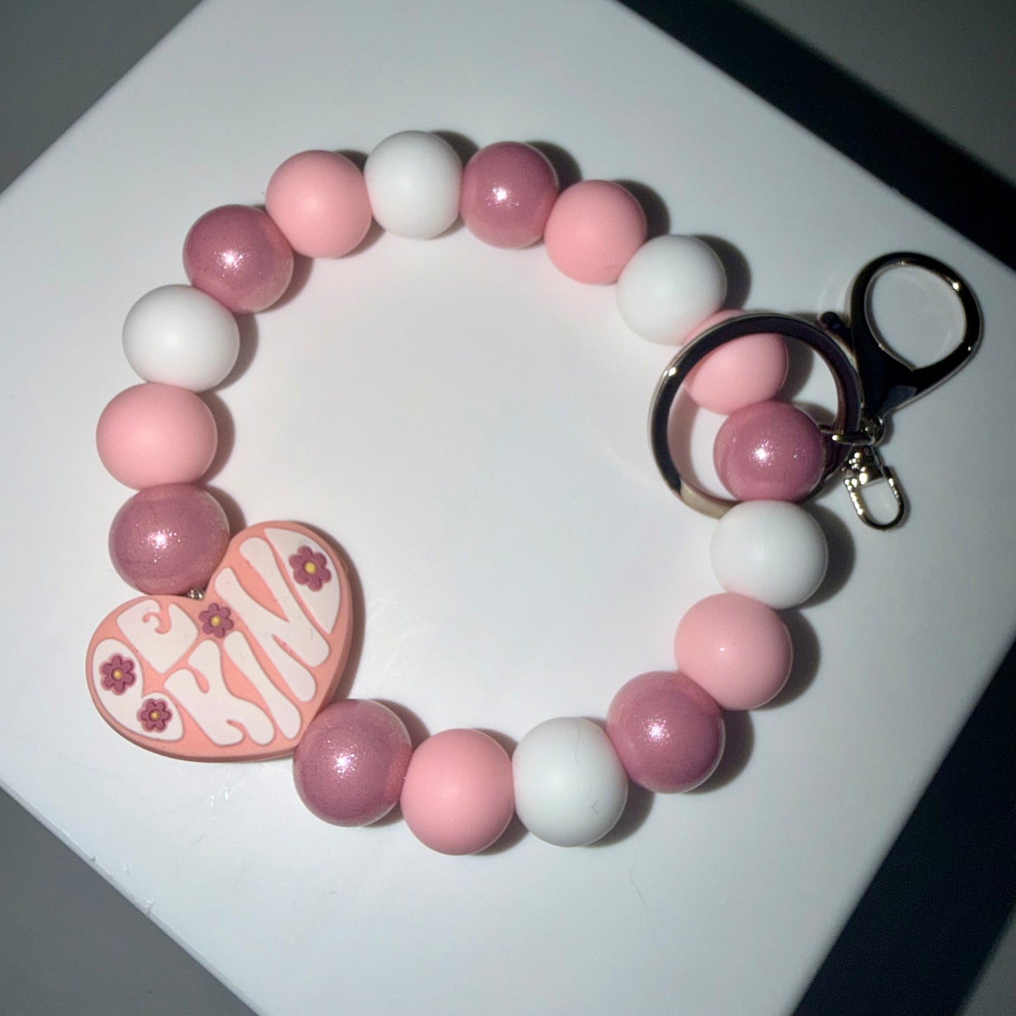 Light Pink 'Be Kind' Beaded Wristlet